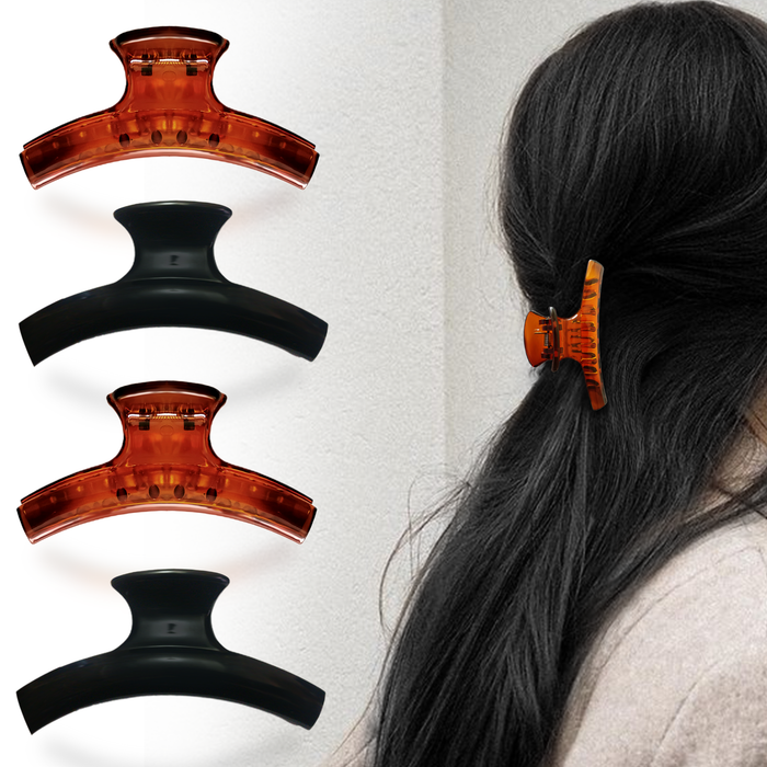 SANAS Semi Curve Medium Hair Clips Set of 4 for Women and Girls