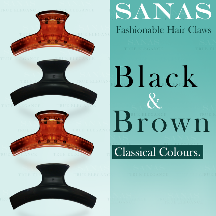 Black and Brown Semi Curve Hair Clips for Everyday Hairstyles