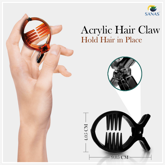 Large oval hair clutcher clips for women – Sanas 3 pieces