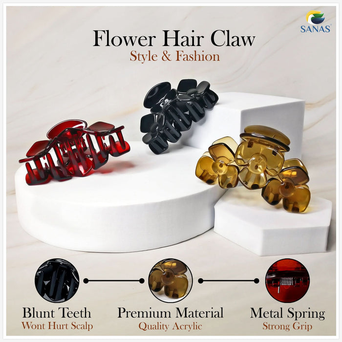 Large Korean Acrylic Flower Petal Hair Claw Clips Set