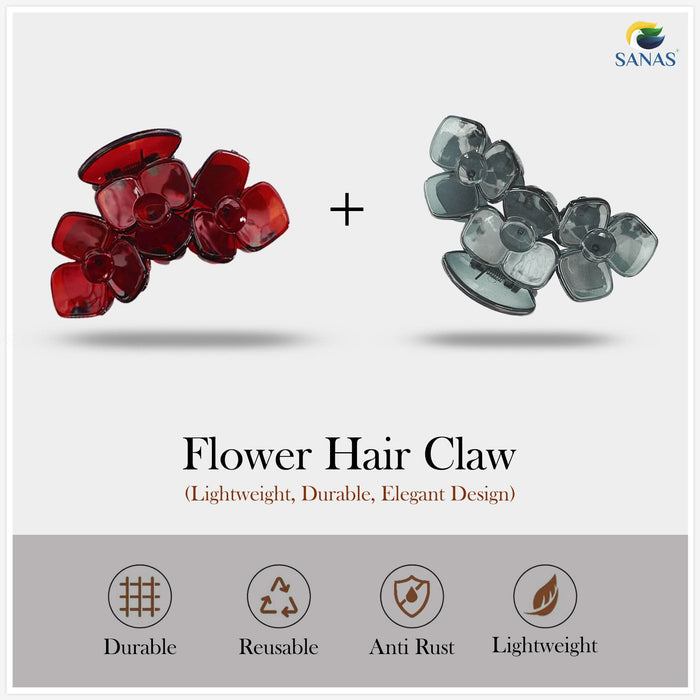 Flat Petal Claw Hair Clips for Buns Ponytails and Open Hair