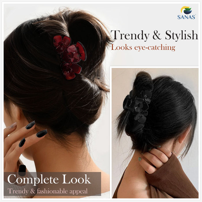Multicolor Acrylic Flower Hair Clips for Women and Girls