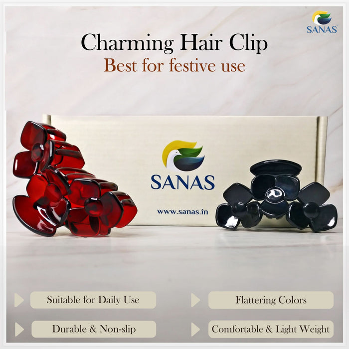 Large Stylish Petal Hair Claw Clips for Office and Party Wear