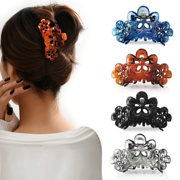 SANAS Flower Hair Claw Clips Multicolor Set of 4 for Women and Girls