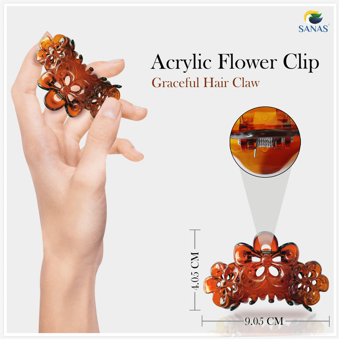 Premium Acrylic Flower Hair Clip with Strong Non-Slip Grip for Thick Hair