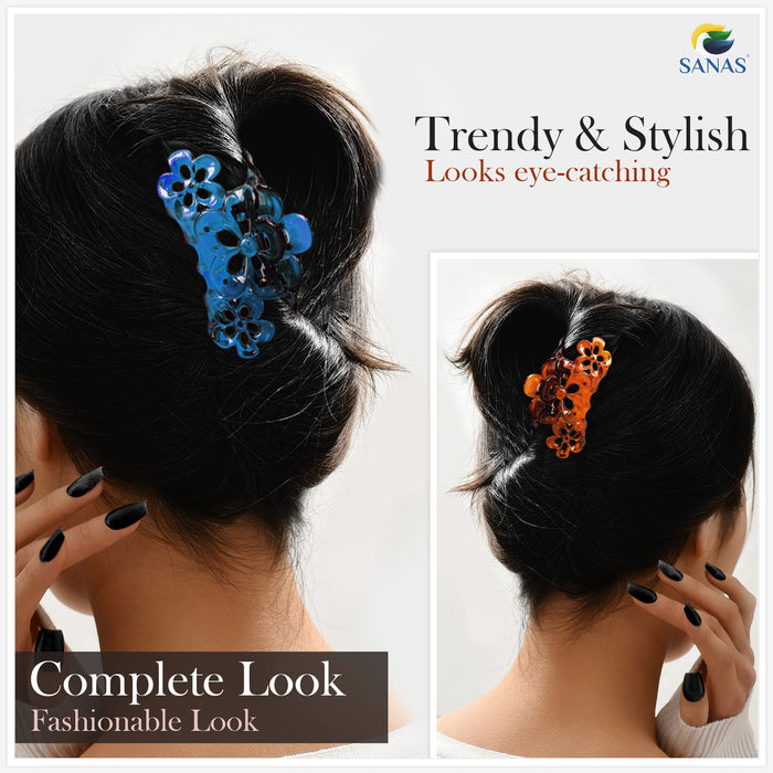 SANAS Korean Acrylic Flower Hair Clips for Thick, Curly, and Long Hair