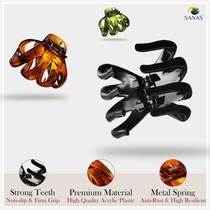 Multicolor octopus claw hair clips for women