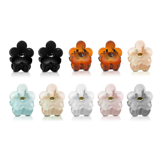 SANAS Tiny Pastel Flower Hair Clips Set of 10 Multicolor Acrylic Mini Clips