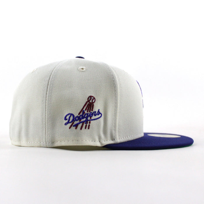 Santa Barbara Dodgers Patch New Era 59Fifty Fitted Hat (Chrome White Royal Blue Green Under Brim)