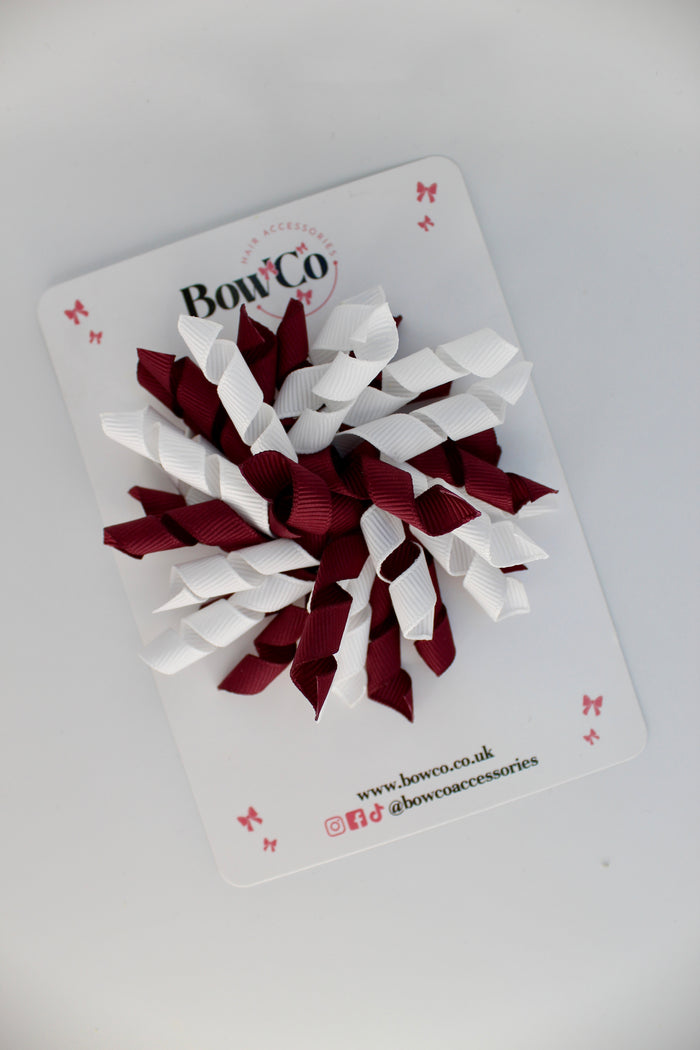 School Bow Burgundy and White - Corker Bow - Elastic