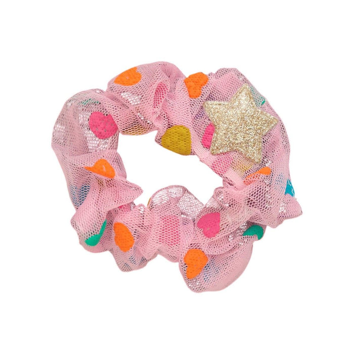 Le Petit Souk - Scrunchie - Multicoloured Pink Hearts Tulle