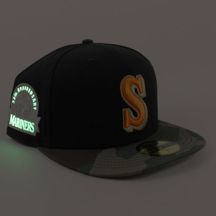 Seattle Mariners 30th Anniversary New Era 59Fifty Fitted Hat (Black Camo Gray Under Brim)