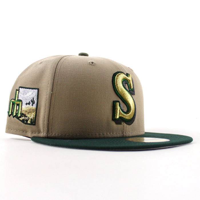 Seattle Mariners 30th Anniversary New Era 59Fifty Fitted Hat (Camel Dark Green Gray Under Brim)