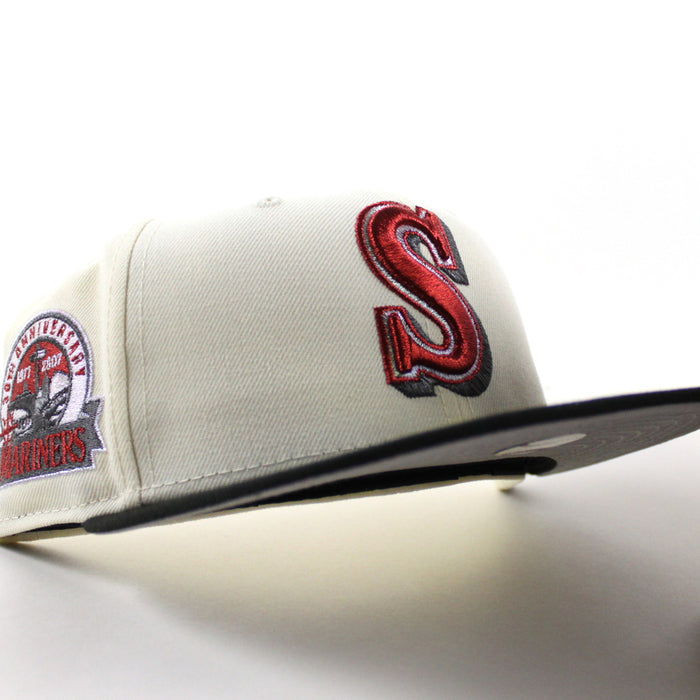 Seattle Mariners 30th Anniversary New Era 59Fifty Fitted Hat (Chrome White Black Gray Under Brim)