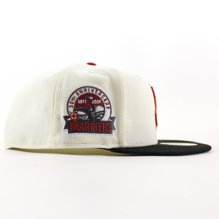Seattle Mariners 30th Anniversary New Era 59Fifty Fitted Hat (Chrome White Black Gray Under Brim)