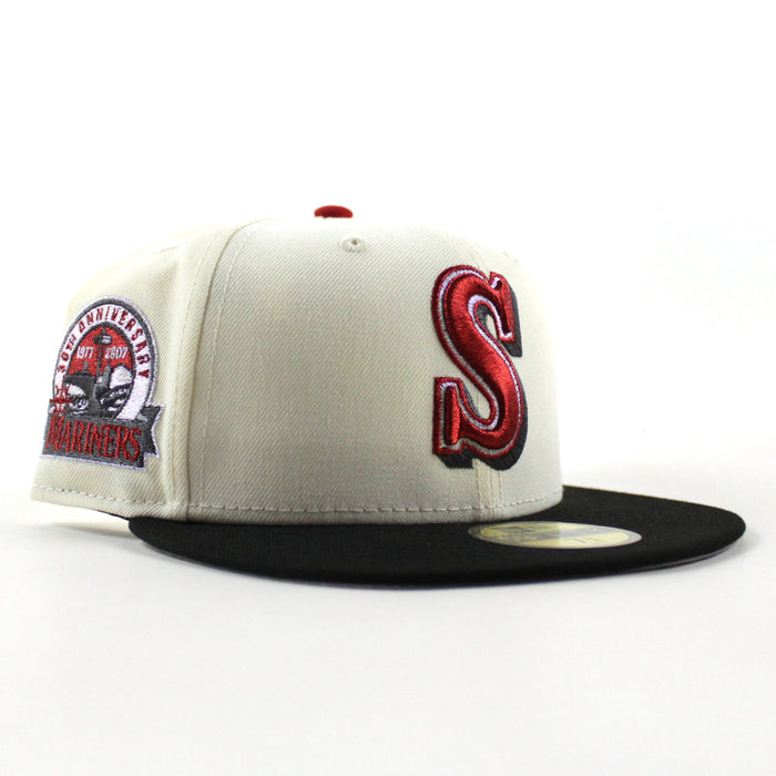 Seattle Mariners 30th Anniversary New Era 59Fifty Fitted Hat (Chrome White Black Gray Under Brim)