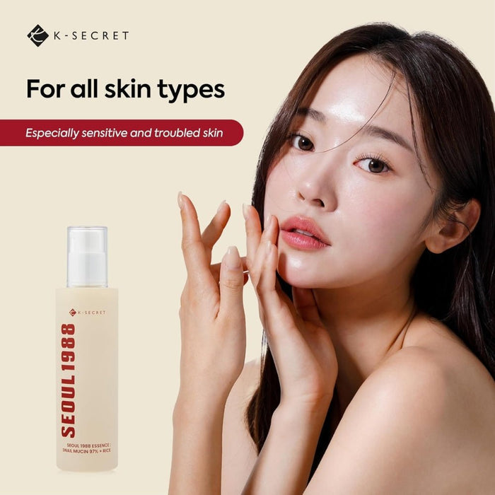 SEOUL 1988 Essence - Snail Mucin 97% + Rice 100ml - Beauty Tribe