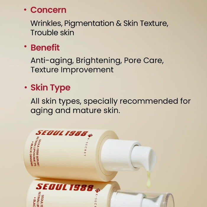 SEOUL 1988 Serum - Retinal Liposome 2% + Black Ginseng 30ml - Beauty Tribe
