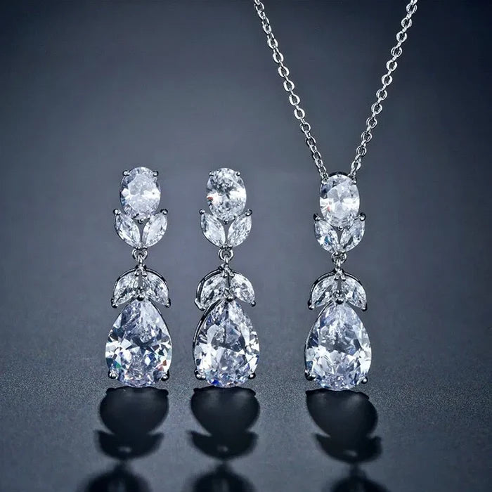 Wedding Jewelry - Silver Cubic Zirconia Bridal Jewelry Set
