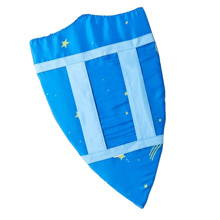 Back of silk shield with starry night pattern