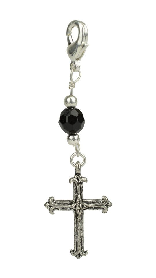 Silver Cross Charm – Vintage Hair Accessory front view