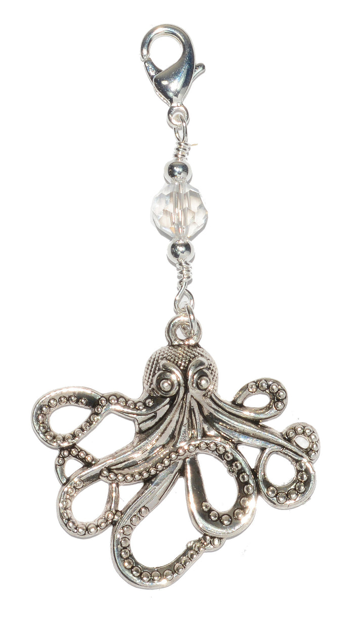 Silver Cthulhu Octopus Charm - Large Statement Hair Accessory front view