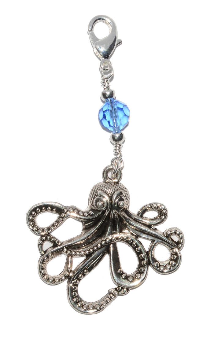 Silver Cthulhu Octopus Charm - Large Statement Hair Accessory front view