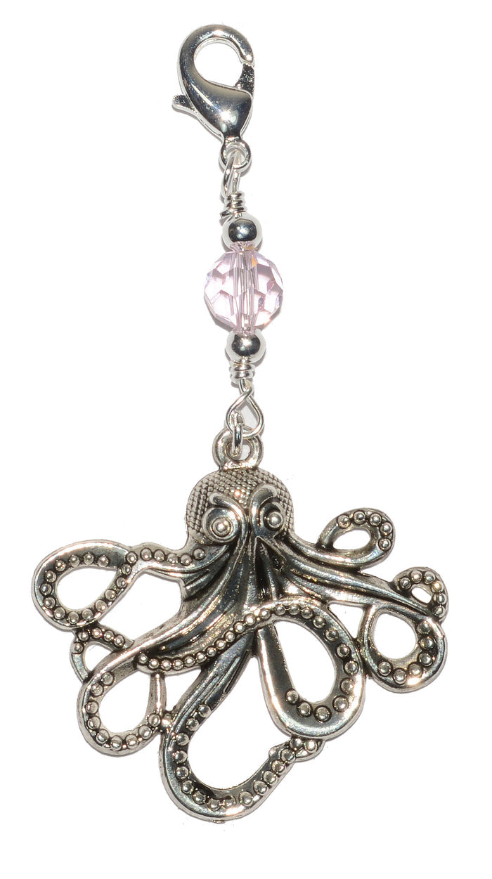Silver Cthulhu Octopus Charm - Large Statement Hair Accessory front view