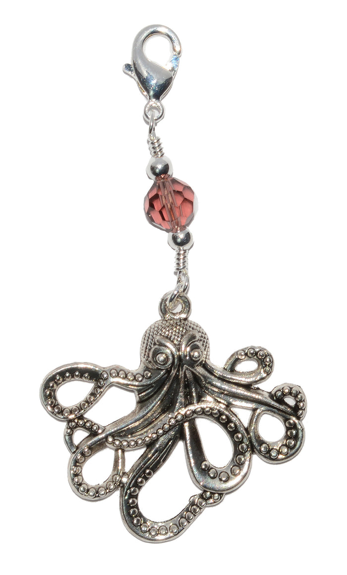 Silver Cthulhu Octopus Charm - Large Statement Hair Accessory front view