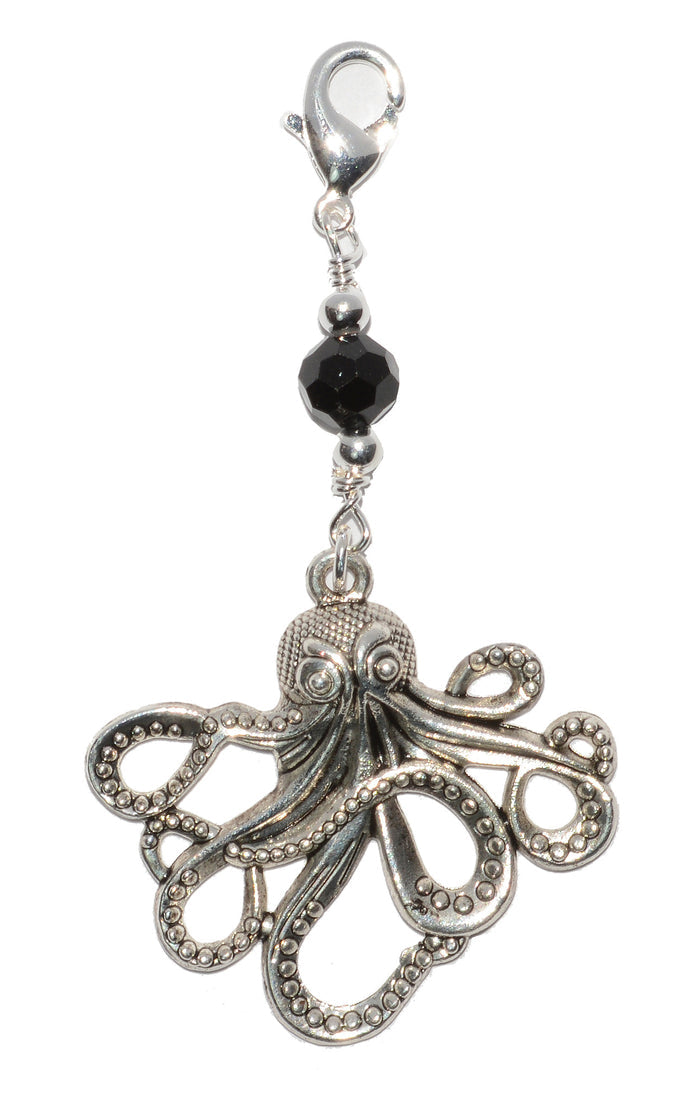 Silver Cthulhu Octopus Charm - Large Statement Hair Accessory front view
