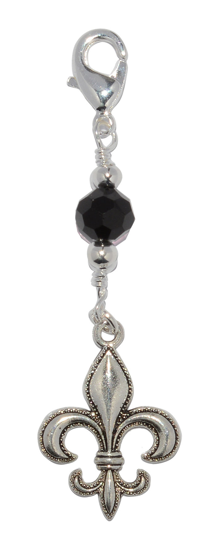 Silver Fleur-de-lis Charm - Large Elegant Hair Accessory front view