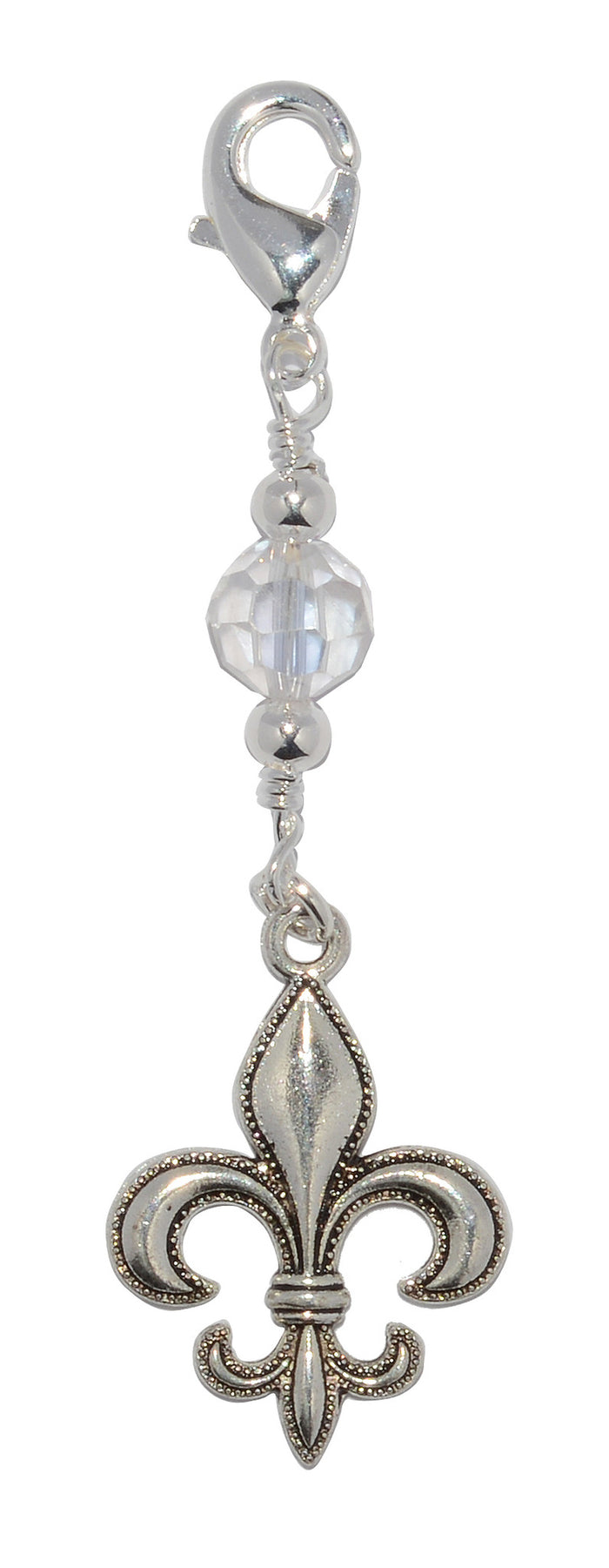 Silver Fleur-de-lis Charm - Large Elegant Hair Accessory front view