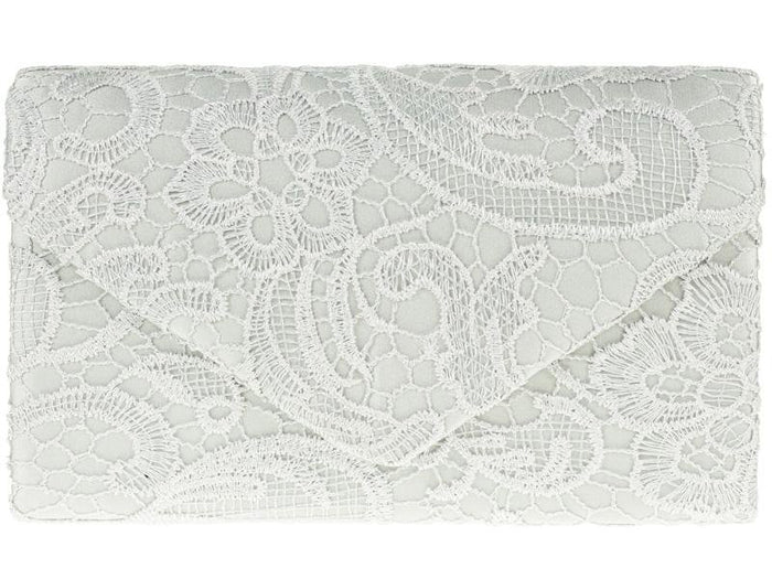 Silver Lace Overlay Clutch Bag - Franklins