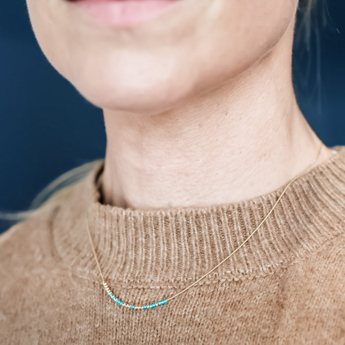 Sister Morse Code Necklace - Gold Filled