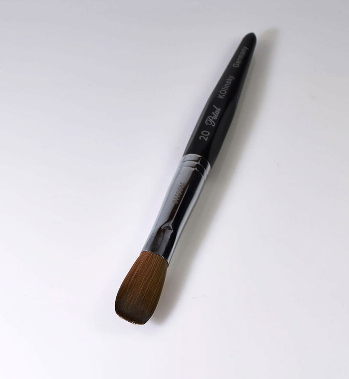 Six Angles - Black Petal Kolinsky Acrylic Nail Brush for Manicure Powder (CRIMPED)