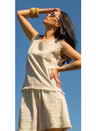 Sleeveless linen blend tank