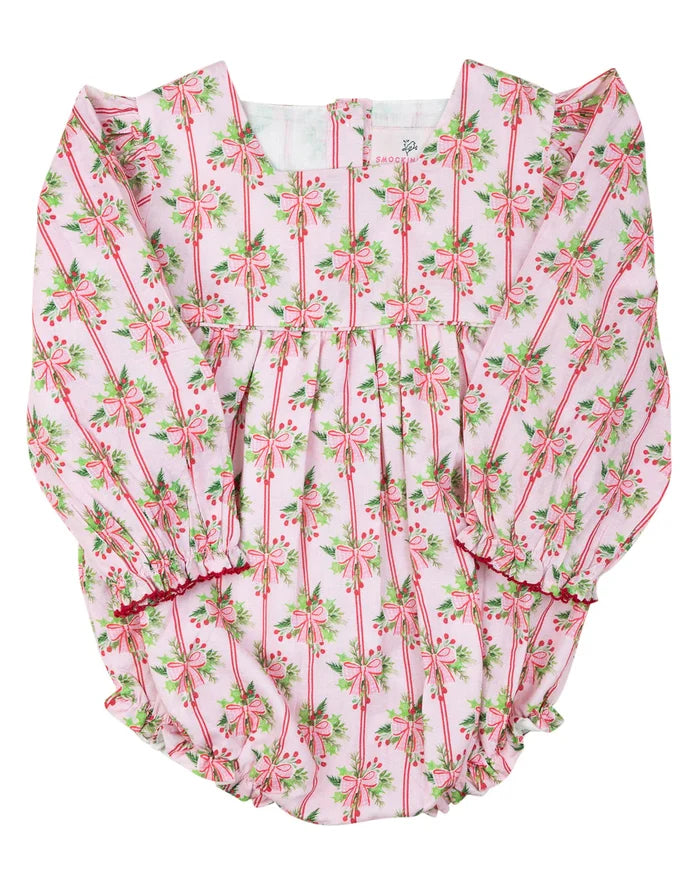 Smockingbird Holiday Bow Striped Bubble