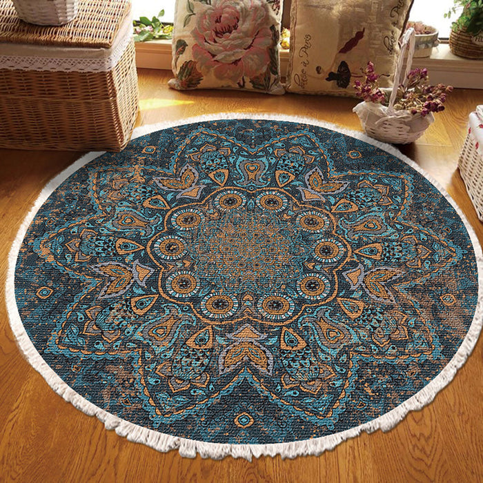 SOGA 120cm Mandala Pattern Circle Area Rugs for Living Room Lounge Anti-slip Home Decor