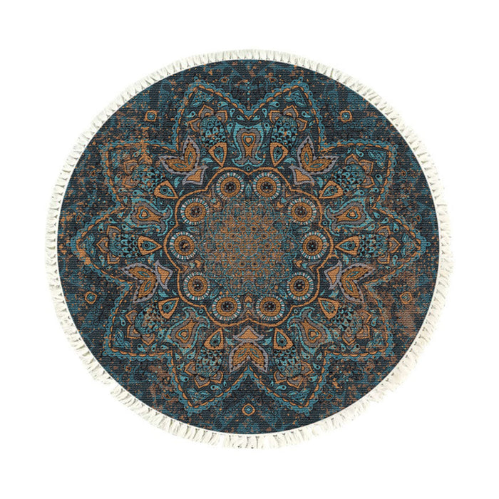 SOGA 120cm Mandala Pattern Circle Area Rugs for Living Room Lounge Anti-slip Home Decor