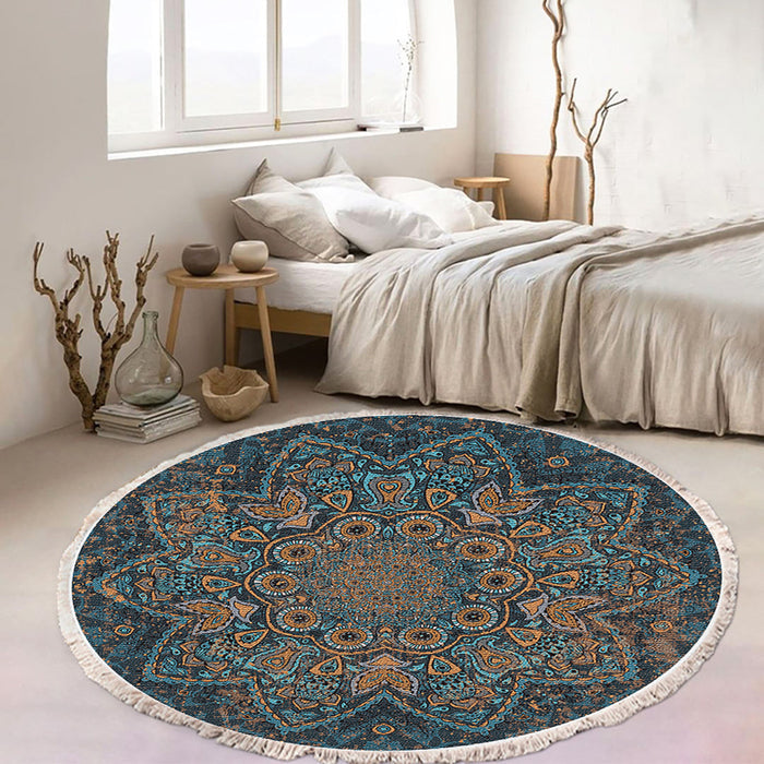 SOGA 120cm Mandala Pattern Circle Area Rugs for Living Room Lounge Anti-slip Home Decor