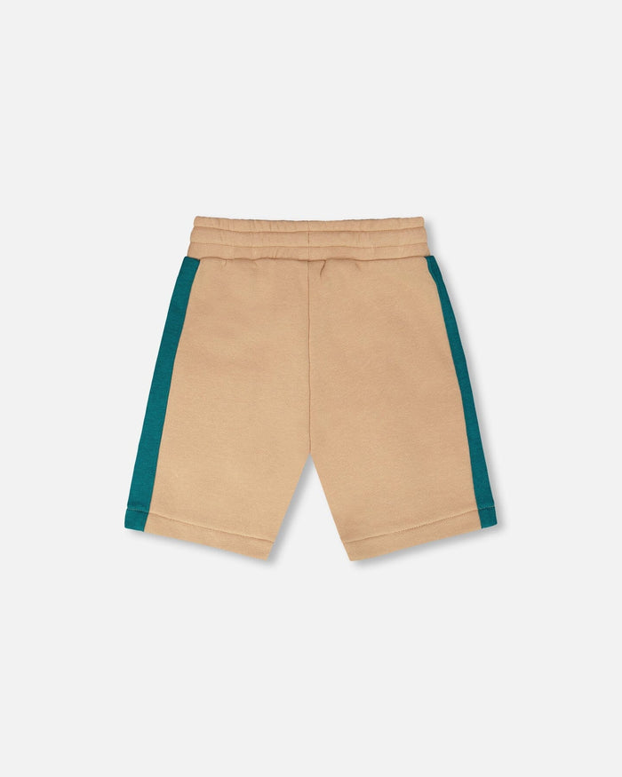 Sporty French Terry Shorts Beige-3