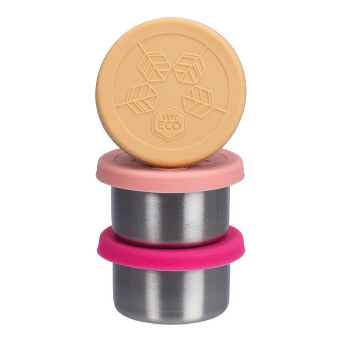 Ever Eco Stainless Steel Mini Containers - rise collection. Stacked on top of each other on a white background.