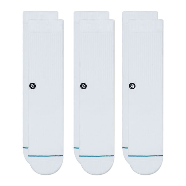 Stance Icon 3 Pack Crew Socks Apparel Stance White Medium