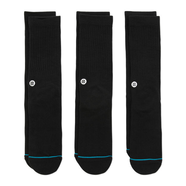 Stance Icon 3 Pack Crew Socks Apparel Stance Black Medium