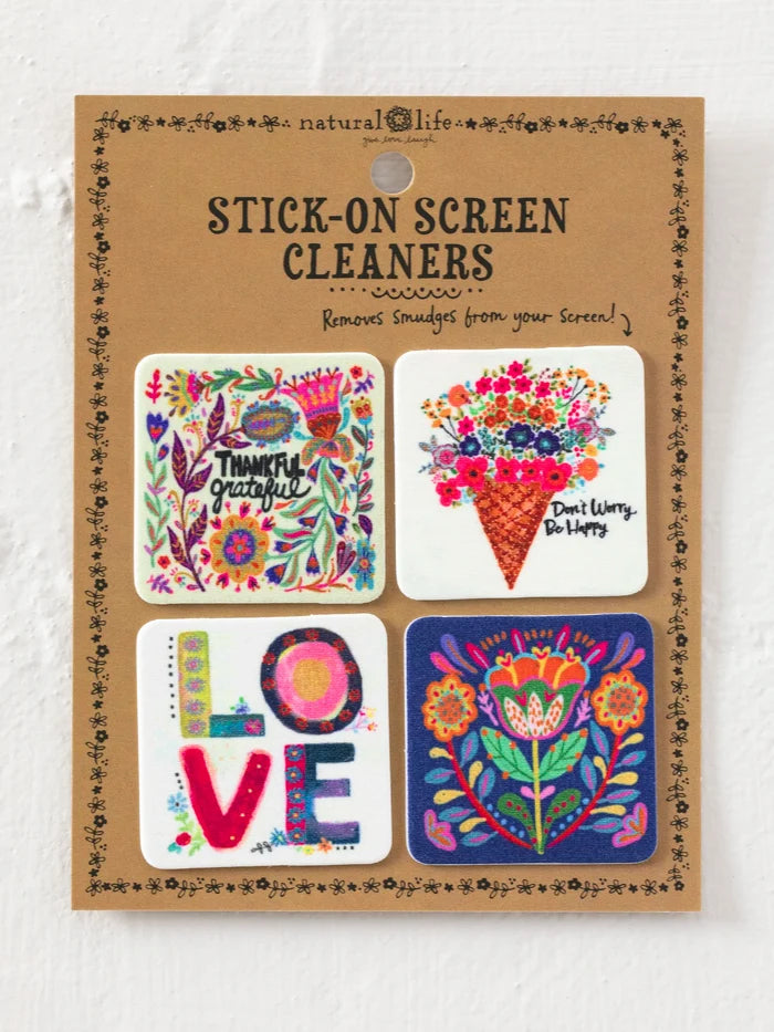 Stick-On Screen Cleaner, Set of 4 - Thankful Grateful-view 1
