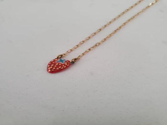 Strawberry Porcelain Pendant Necklace