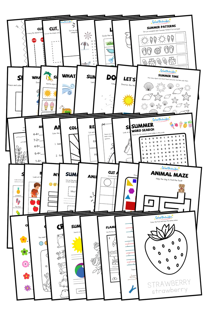 Summer Learning Materials - 100 pages!-Retail-Great Pretenders USA