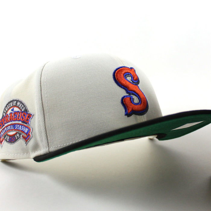 Syracuse Mets Inaugural Season New Era 59Fifty Fitted Hat (Chrome White Black Green Under Brim)