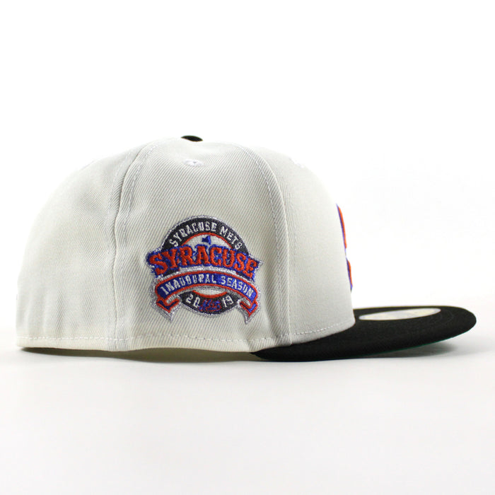Syracuse Mets Inaugural Season New Era 59Fifty Fitted Hat (Chrome White Black Green Under Brim)