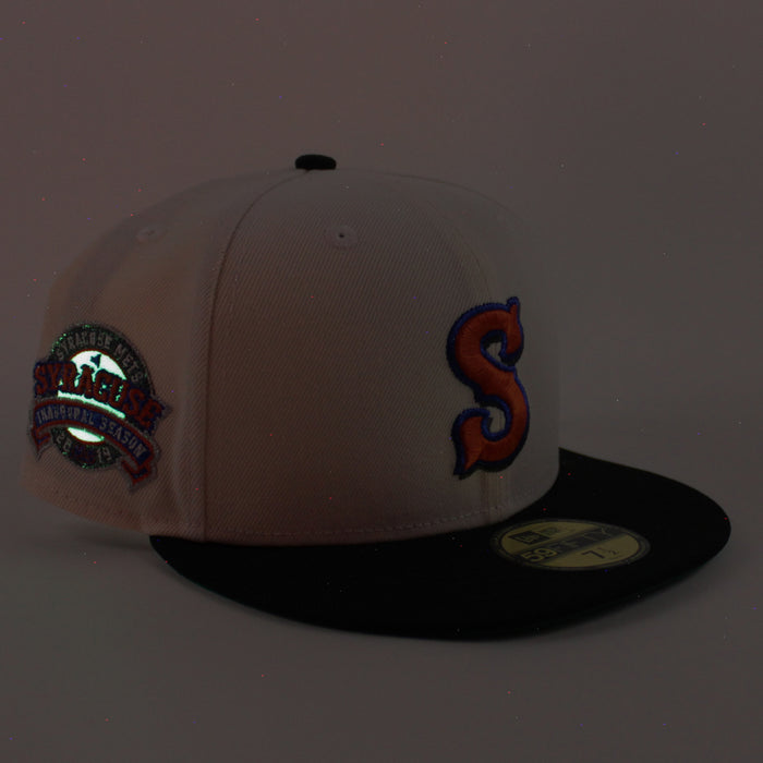 Syracuse Mets Inaugural Season New Era 59Fifty Fitted Hat (Chrome White Black Green Under Brim)